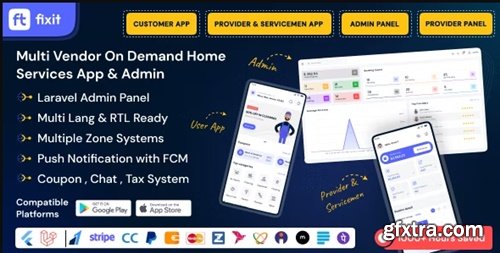 Themeforest - Fixit v1.0.8 | Multi Vendor On Demand, Handyman, Home service Flutter App with Admin Complete Solution 52970816