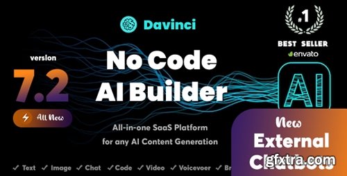 CodeCanyon - DaVinci AI - OpenAI Content, Text, Image, Voice, Chat, Code, Transcript, and Video Generator as SaaS v7.2 - 43564164 - Nulled