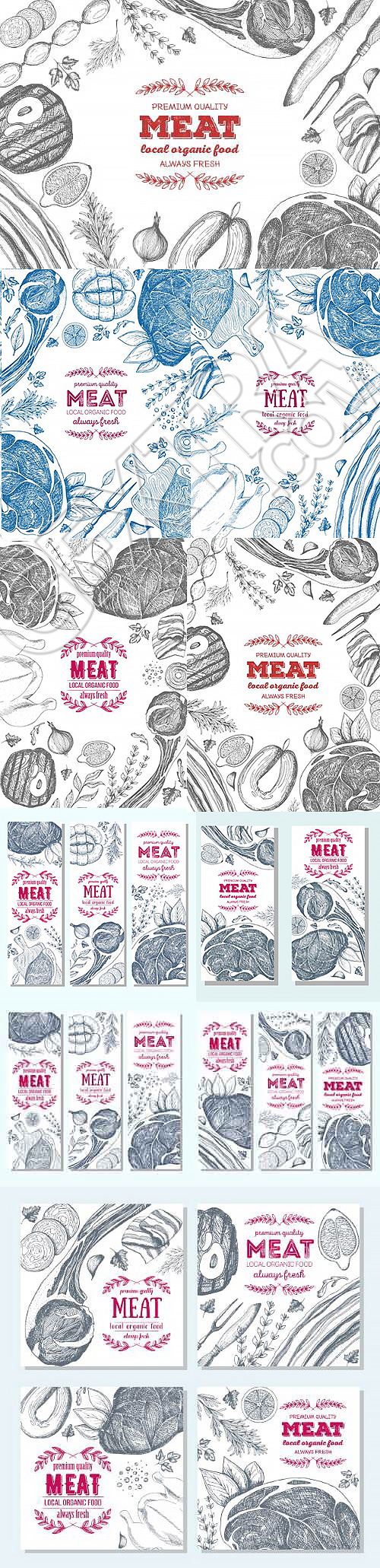 Meat Banner and Frames Vintage Illustrations 10xEPS Meat Banner and Frames Vintage Illustrations 10xEPS