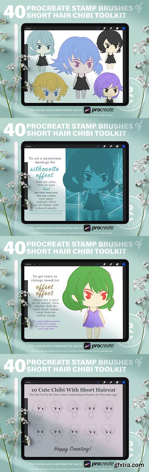 Brushgalaxy - 40 Stamp Procreate Brushes – Chibi Toolkit