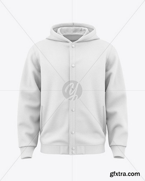 YellowImages - Men\'s Bomber Jacket with Hood Mockup - Front View - 134939