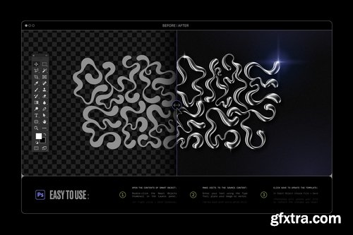 Chrome 3D Effect for Photoshop + 120 Shapes