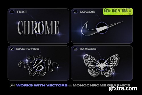 Chrome 3D Effect for Photoshop + 120 Shapes