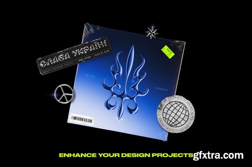 Chrome 3D Effect for Photoshop + 120 Shapes