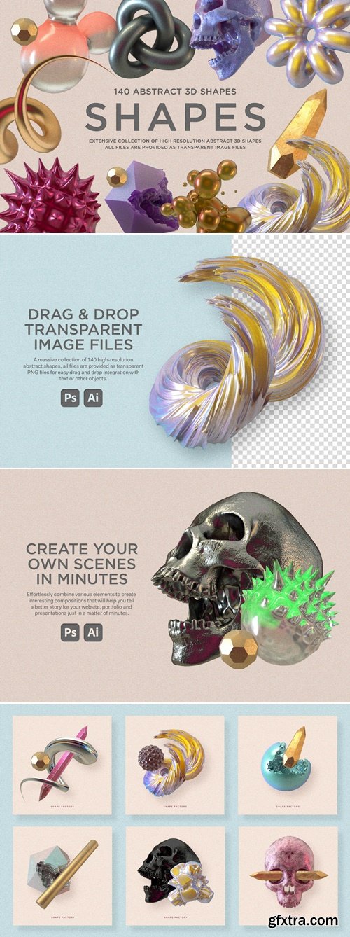 Rulebyart - Shapes: 140 Abstract 3D Shapes