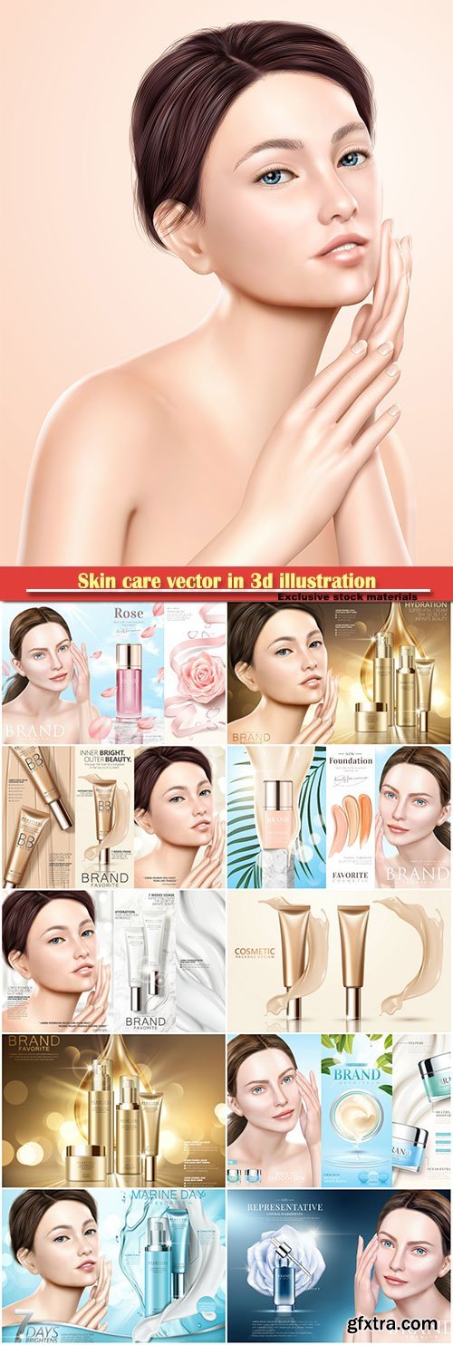 Skin Care Moisturizing Cream Serum with Elegant Model 11xEPS Skin Care Moisturizing Cream Serum with Elegant Model 11xEPS