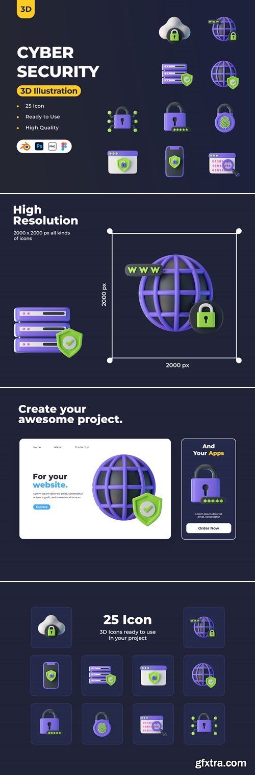 Cyber Security 3D Icons