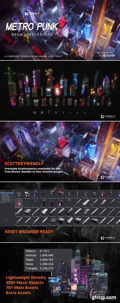 Superhivemarket - MetroPunk Neon Skyscrapers - Cyberpunk Kitbash Greeble Assets Superhivemarket - MetroPunk Neon Skyscrapers - Cyberpunk Kitbash Greeble Assets