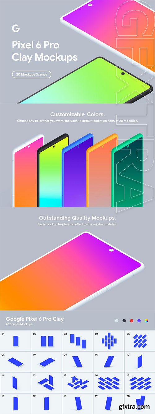 Asylab - Google Pixel 6 Pro - 20 Clay Mockups Scenes Asylab - Google Pixel 6 Pro - 20 Clay Mockups Scenes