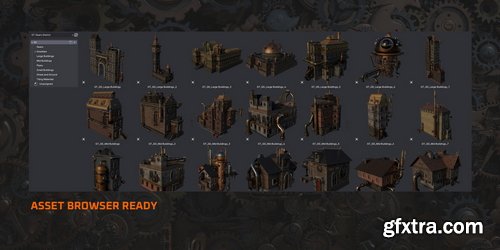 Superhivemarket - Gears District - Steampunk Constructs Kitbash Buildings