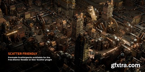Superhivemarket - Gears District - Steampunk Constructs Kitbash Buildings