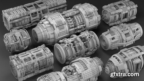Artstation - Sci Fi Mega Elements KITBASH - SUBDIVISION READY - Full 3D pack