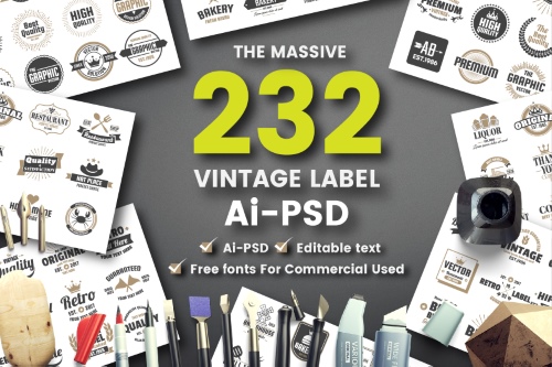 232 VINTAGE LABELS AI & PSD 330832 232 VINTAGE LABELS AI & PSD 330832