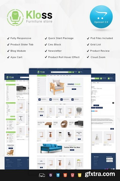 Kloss Furniture Store Responsive OpenCart Template