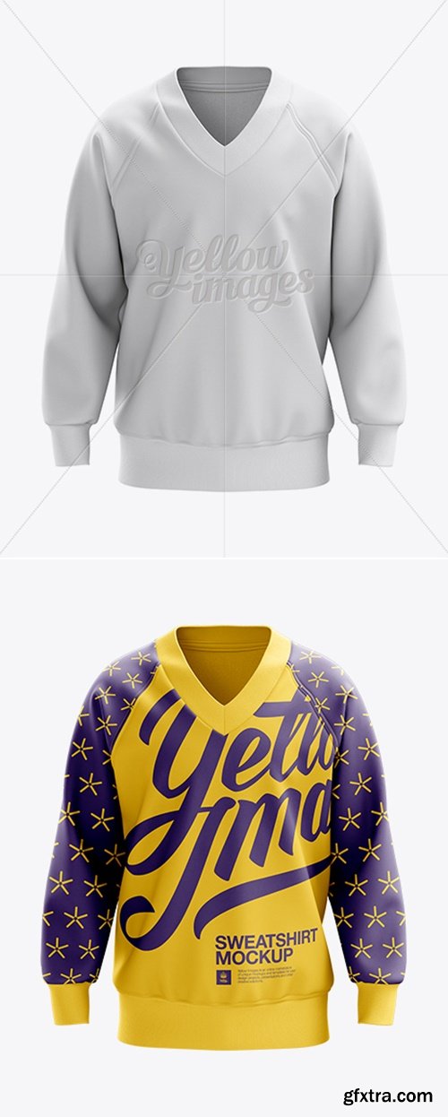 YellowImages - V-Neck Sweatshirt Mockup - Front View 11806