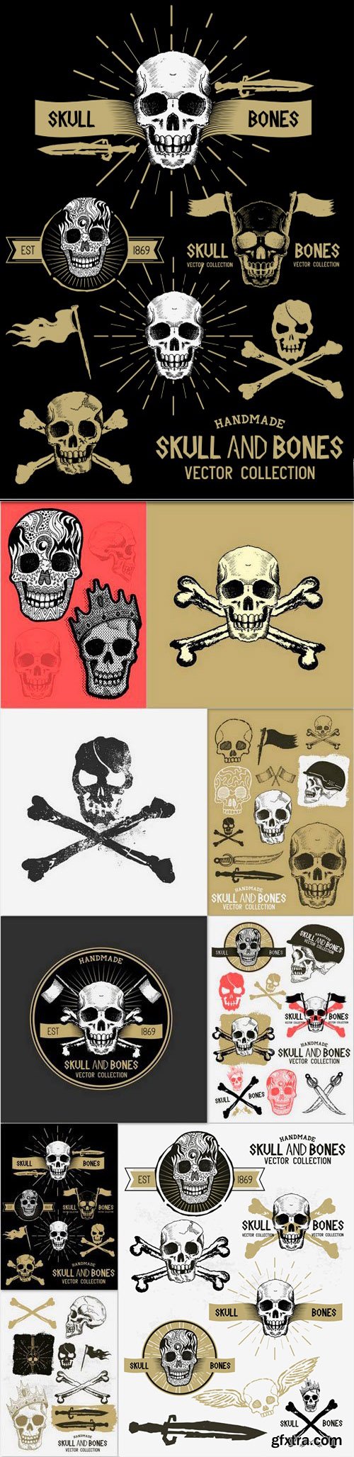 Pirate Skulls and Bones T-Shirt Design 9xEPS Pirate Skulls and Bones T-Shirt Design 9xEPS