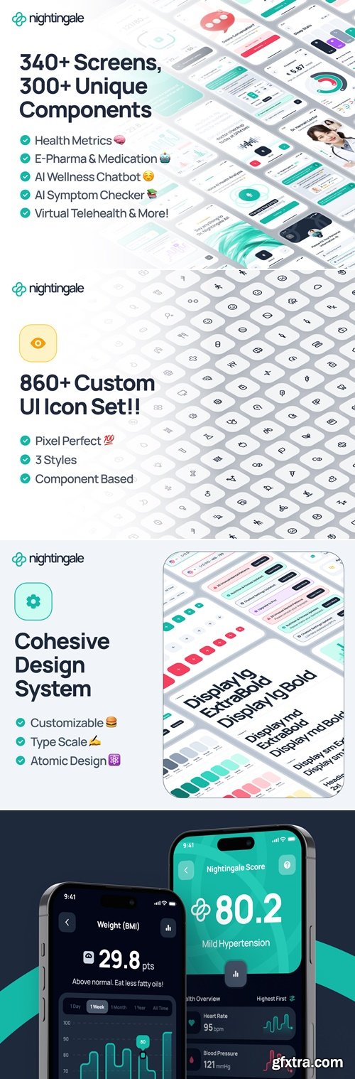 nightingale UI Kit: AI Medical & E-Pharmacy App