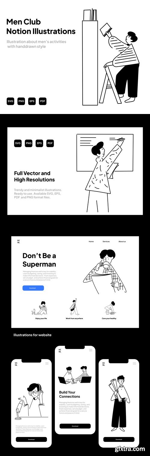 Men Club Notion Illustrations