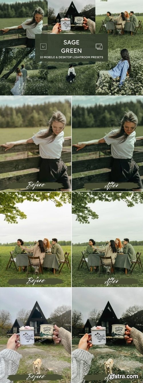 CreativeMarket - 10 Sage Green Lightroom Presets 287911440
