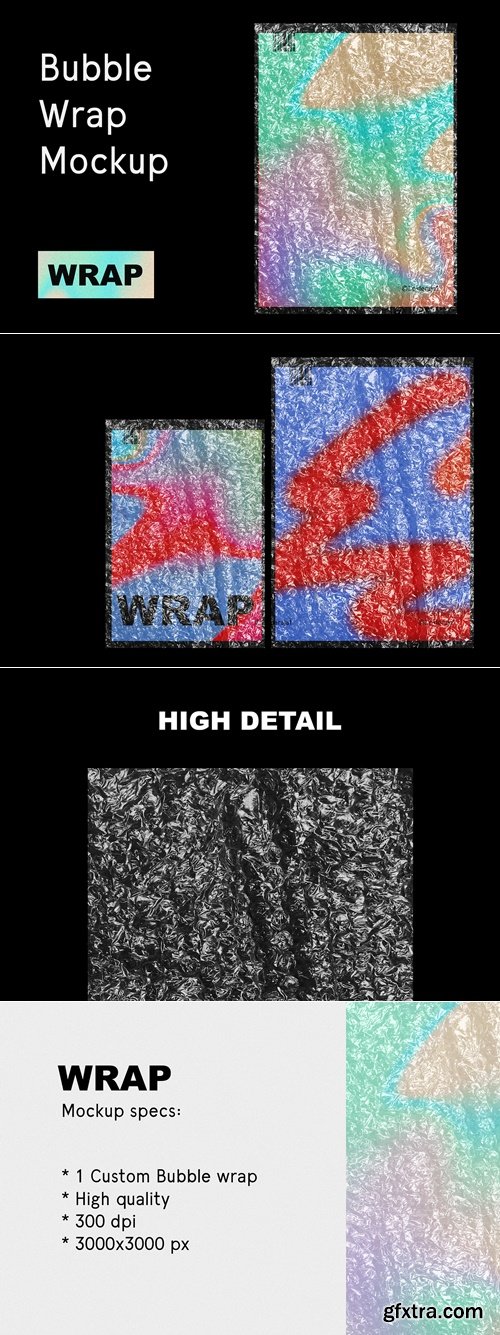 CreativeMarket - WRAP - 1 Bubble Wrap Texture Mockup 3500131
