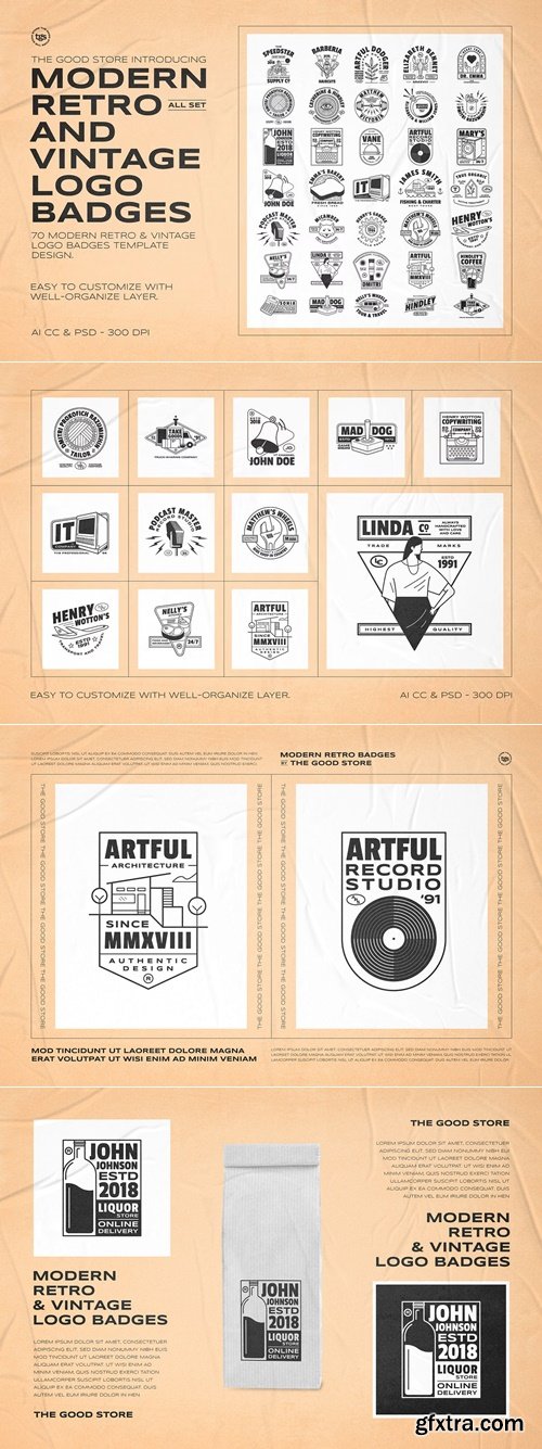 CreativeMarket - Modern Retro Logo Badges Bundle 5352230