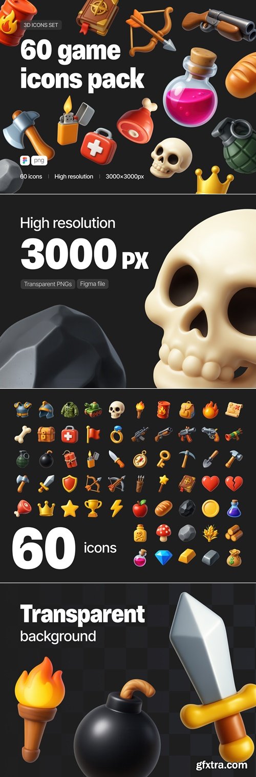 Game Assets - 60 3D Icons