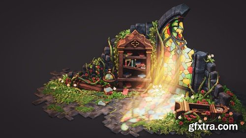 Gumroad - Forgotten Library - 3D Diorama