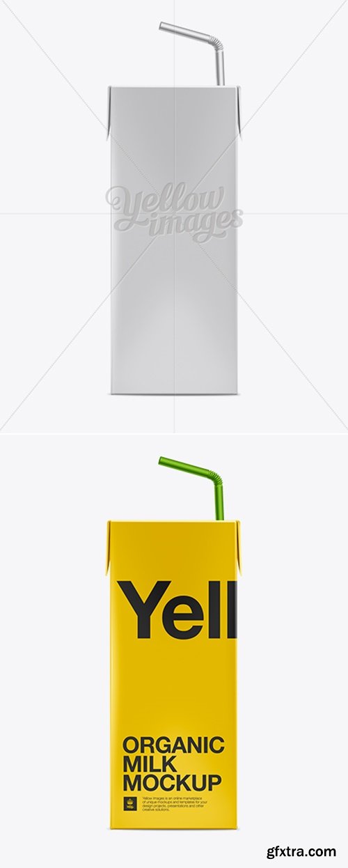 YellowImages - Juice Carton Box with Straw Mockup 10750