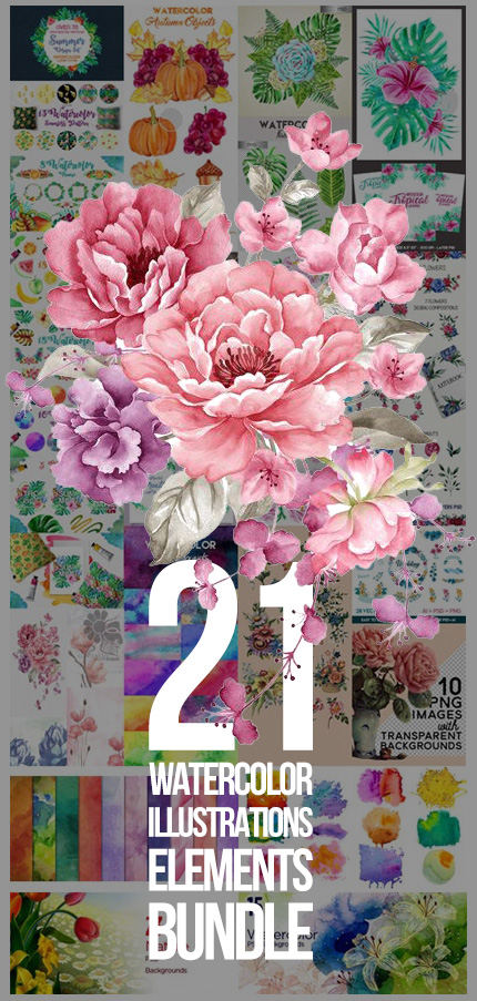 21 Watercolor Illustrations Elements Bundles 21 Watercolor Illustrations Elements Bundles