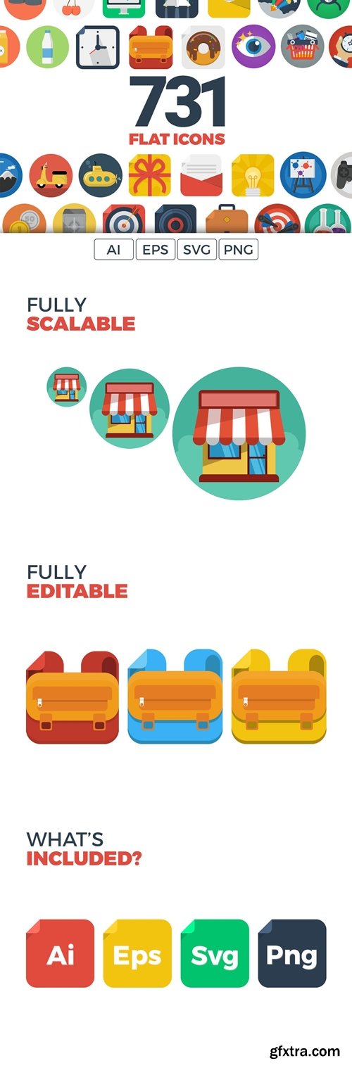 721 Flat Icons Bundle