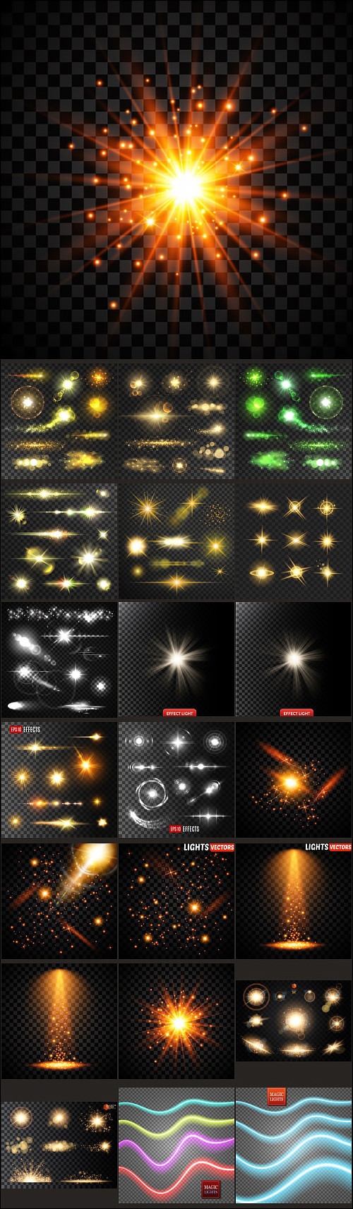 Light Effects and Glitter Elements on Dark Background 21xEPS Light Effects and Glitter Elements on Dark Background 21xEPS