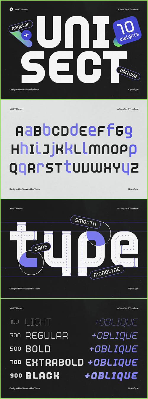 YWFT Unisect Font Family 10xOTF YWFT Unisect Font Family 10xOTF