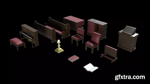 GTrader - Church Furniture Asset Pack V2 Low-poly 3D model GTrader - Church Furniture Asset Pack V2 Low-poly 3D model