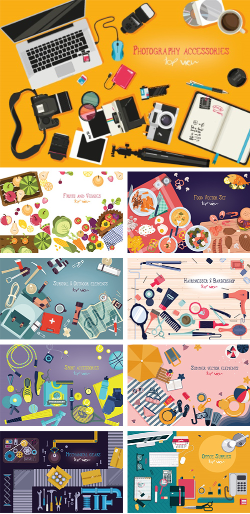 250 Flat Lay Vector Clipart Elements 10xEPS 1052609 250 Flat Lay Vector Clipart Elements 10xEPS 1052609
