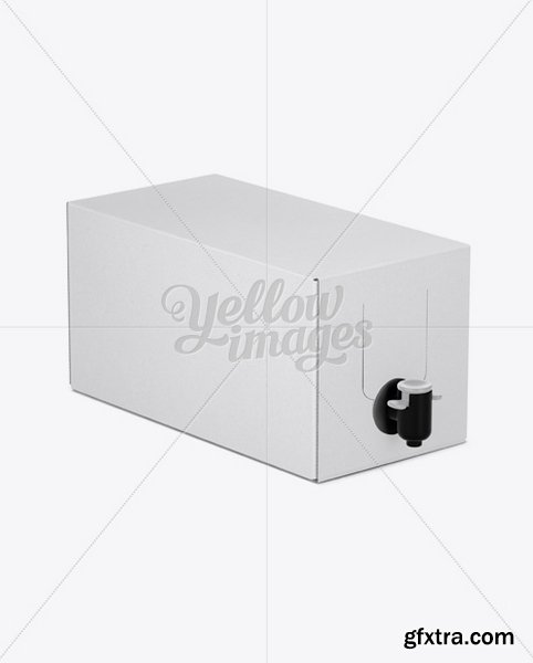 YellowImages - White Paper Wine Box with a Tap Mockup - 25° Angle Front View (High-Angle Shot) 11972