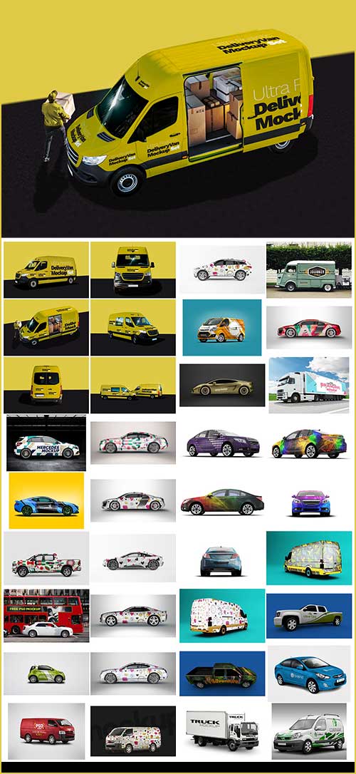 Huge Pack of Realistic HQ Cars & Vehicles Mockups 37xPSD Huge Pack of Realistic HQ Cars & Vehicles Mockups 37xPSD