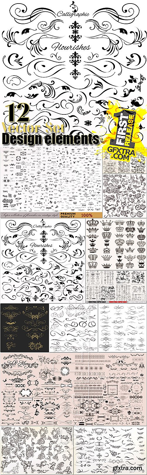 Design vector elements in a set of 12 files Design vector elements in a set of 12 files