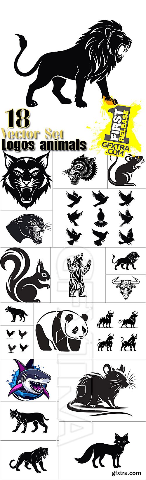 Logos birds, fish, animals, predators vector set 18 files Logos birds, fish, animals, predators vector set 18 files
