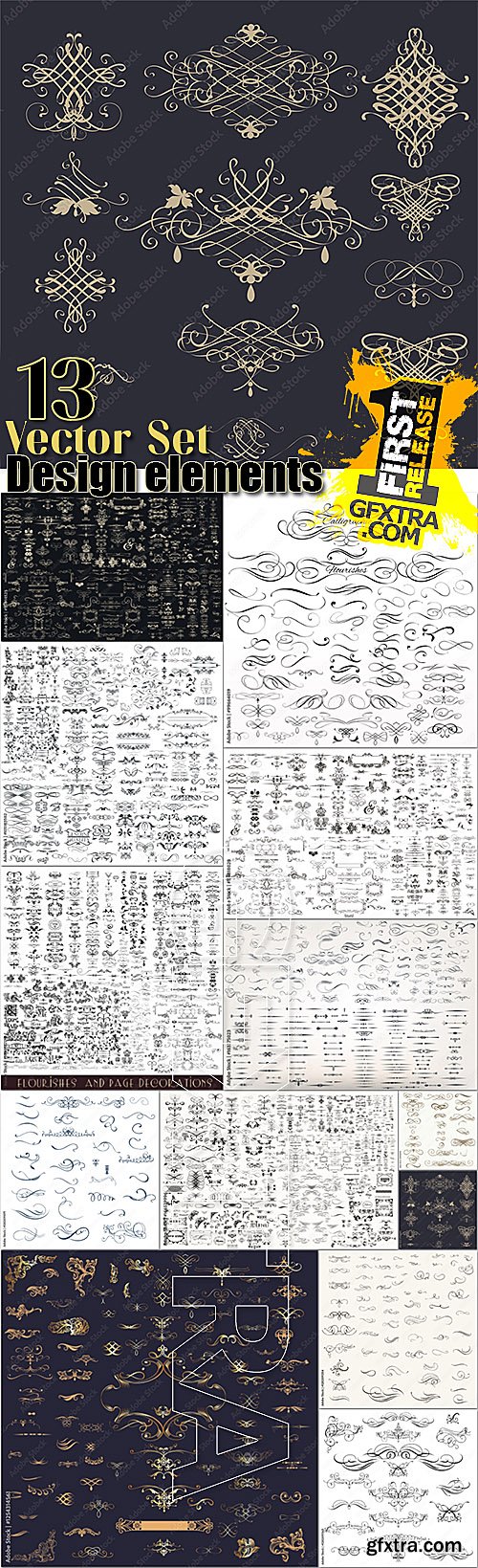 Design vector elements in a set of 13 files Design vector elements in a set of 13 files