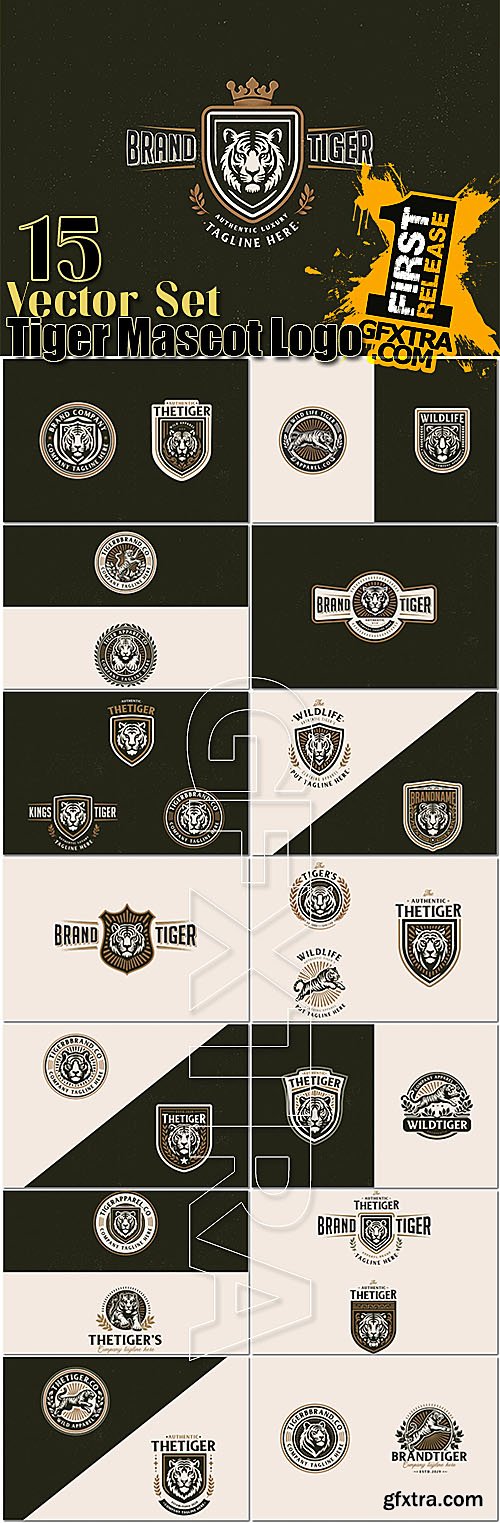 Vintage classic badge wild tiger mascot logo for business company Vintage classic badge wild tiger mascot logo for business company