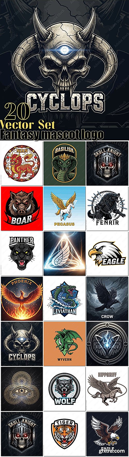 Animals,fantasy 20 mascot logo vector illustration Animals,fantasy 20 mascot logo vector illustration