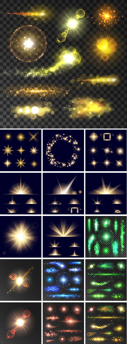 Glowing Golden Light Sparks, Glittering Flashes 16xEPS Glowing Golden Light Sparks, Glittering Flashes 16xEPS