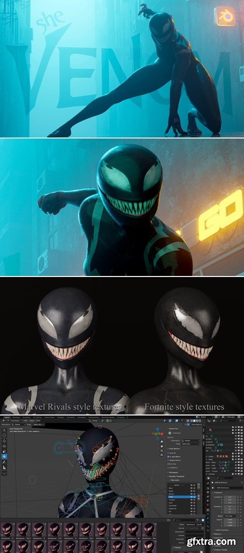 Gumroad - She-Venom: Fortnite + Marvel Rivals (Blender)