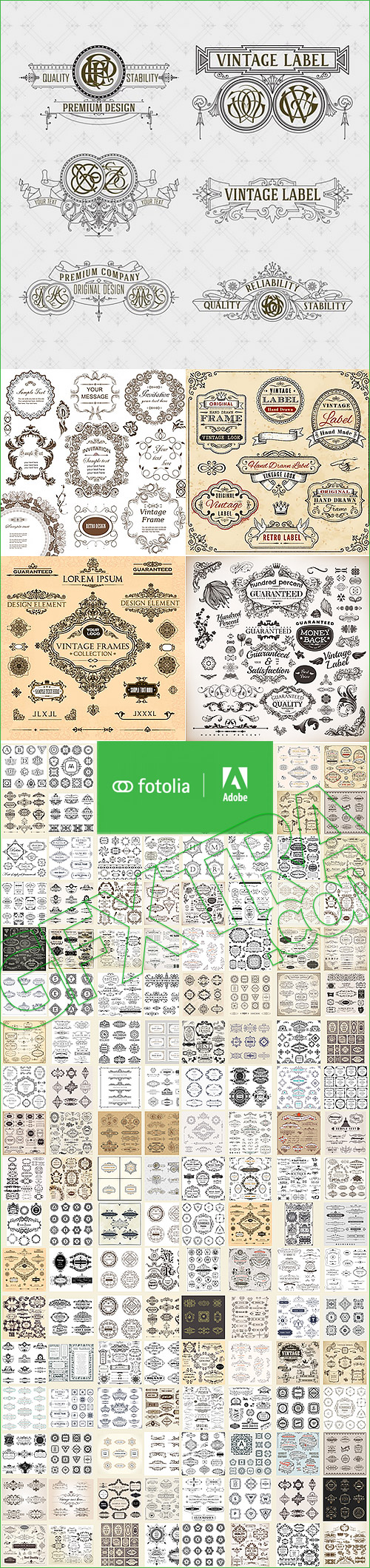 Ornamental Vintage Labels, Borders & Design Elements 181xAI Ornamental Vintage Labels, Borders & Design Elements 181xAI