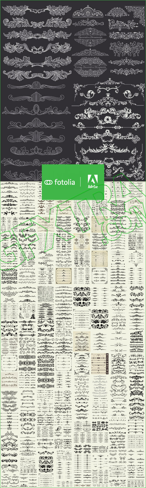 Ornamental Vintage Floral Dividers 139xAI Ornamental Vintage Floral Dividers 139xAI