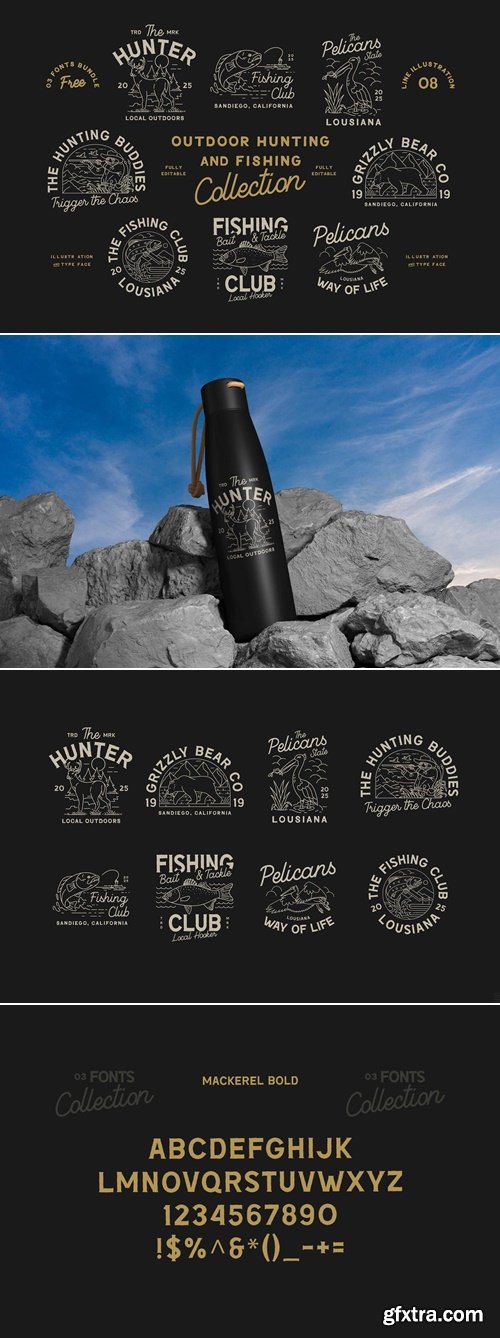 CreativeMarket - Hunting and Fishing Illustrations 291558011