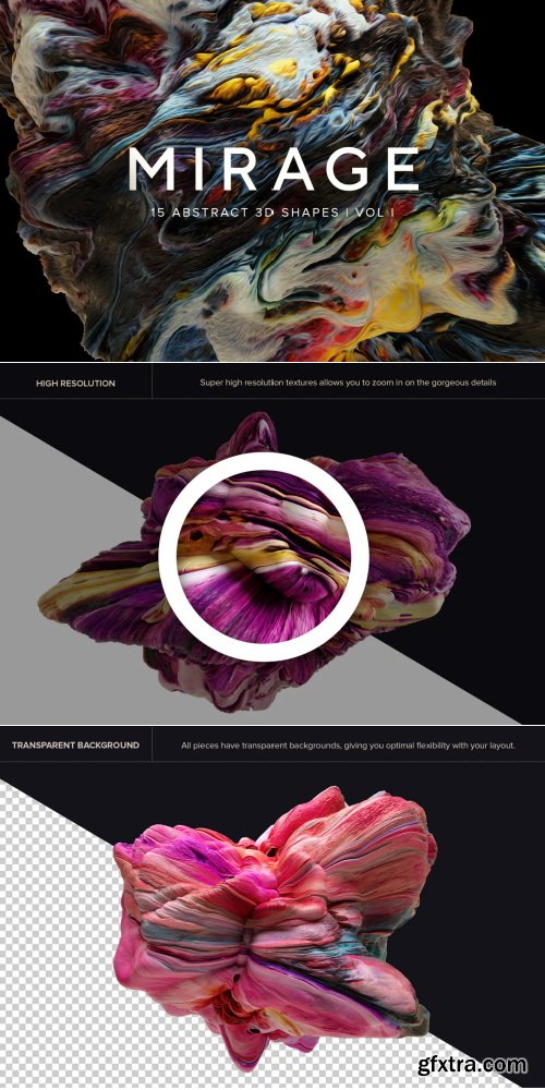 Rulebyart - Mirage V1: 15 Abstract 3D Shapes