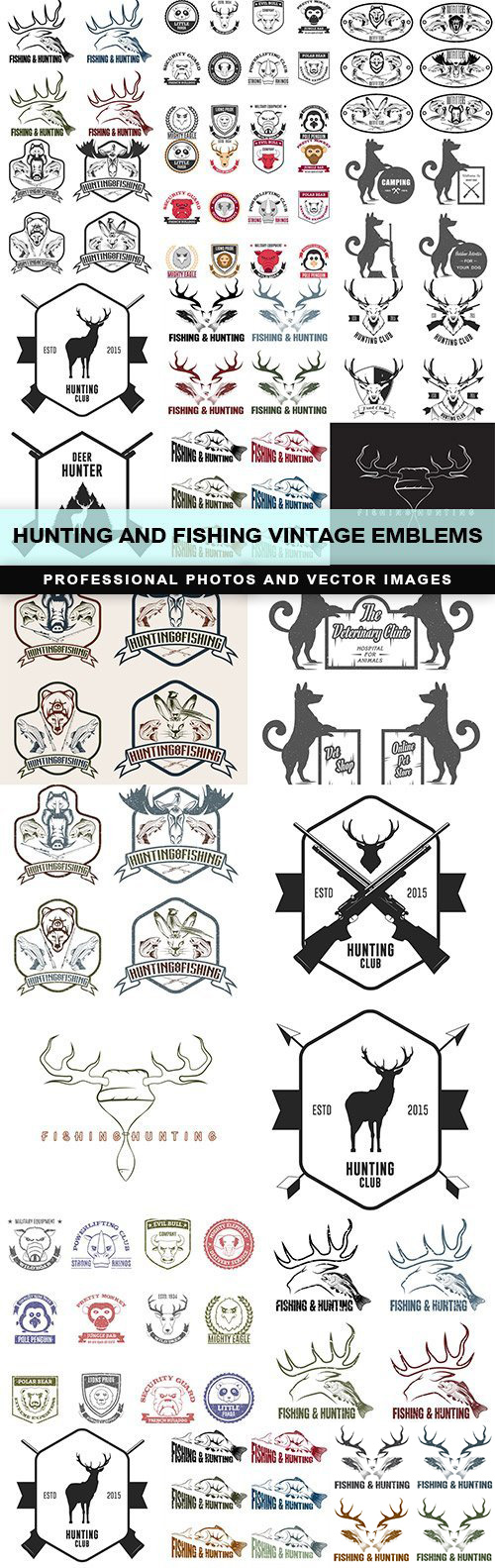 Hunting and Fishing Vintage Emblems #1, 23xEPS