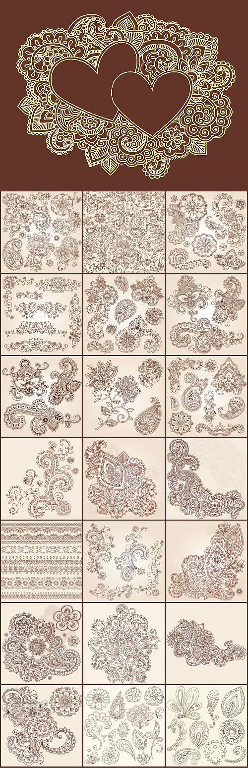 Paisley Seamless Patterns, Design Elements 25xEPS
