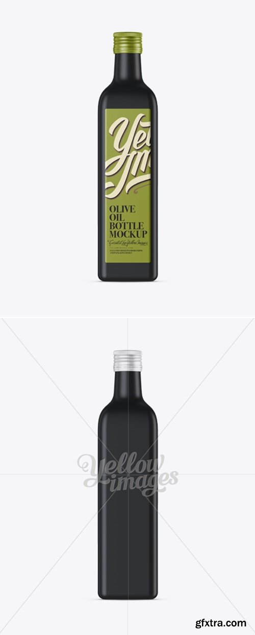 YellowImages - 0.75L Black Glass Olive Oil Bottle Mockup 12040